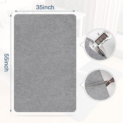 Placoot 2 Pack Desk Chair Mat for Hardwood Floor, Computer Chair Floor Mat, 55"x35" Office Chair Mat, Large Rubber Anti-Slip Floor Protector for Home Office Light Grey (Folding Packaging)