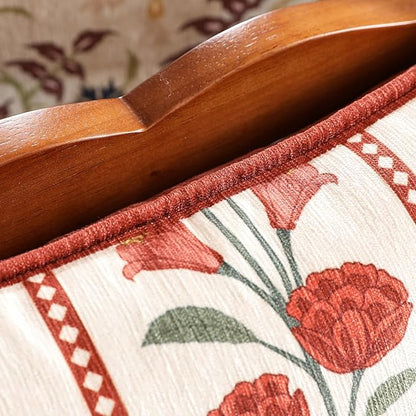 Vintage Square Throw Pillow Covers Pack of 2,Red Cozy Velvet with Leaves and Floral Pattern Pillowcases,Decoration Pillows Cushion Covers for Living Room Couch Sofa Bed Car Chair,18"x18"