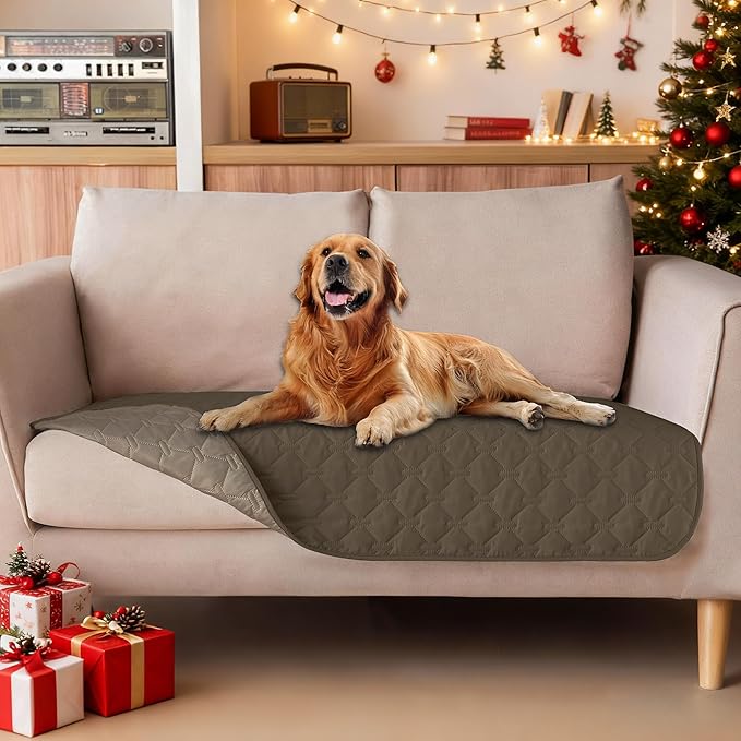 gogobunny 100% Double Sided Waterproof Dog Blanket Soft Pet Bed Cover Reversible Protect Furniture Couch Sofa Car for Puppy Cat Kids (Dark Walnut/Light Walnut, 32x53 Inch (Pack of 1))