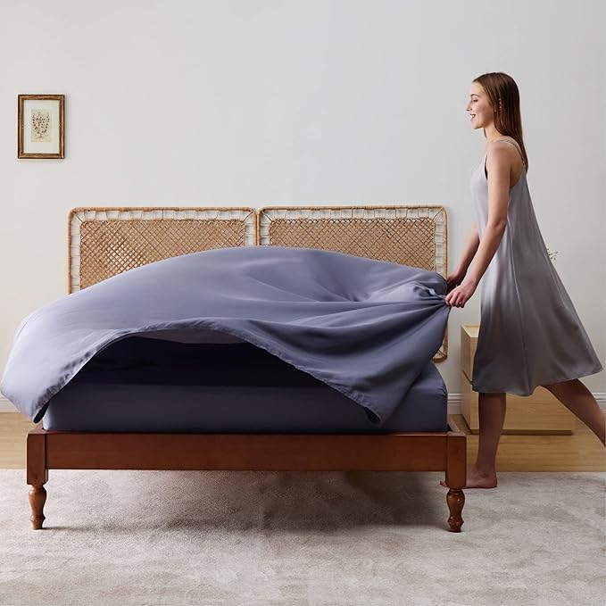Bedsure Cooling Sheets for Full Size Bed, Viscose Derived from Bamboo, Deep Pocket up to 16", Breathable Soft Bed Sheets & Pillowcases, Dark Grey