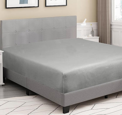 ROYALE LINENS 300 Thread Count 100% Long Staple Combed Cotton Fitted Sheet King - Super Soft Deep Pocket Bottom Sheet - Fitted Sheets Only - Elastic Sheets (King, Silver)