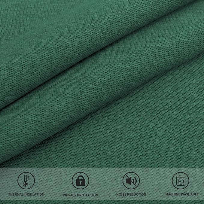 Easy-Going Linen Look Blackout Curtain Grommet Window Curtain Drapes for Bedroom, Living Room Thermal Insulated Room Darkening (2 Panels, 52x108 inch, Green)