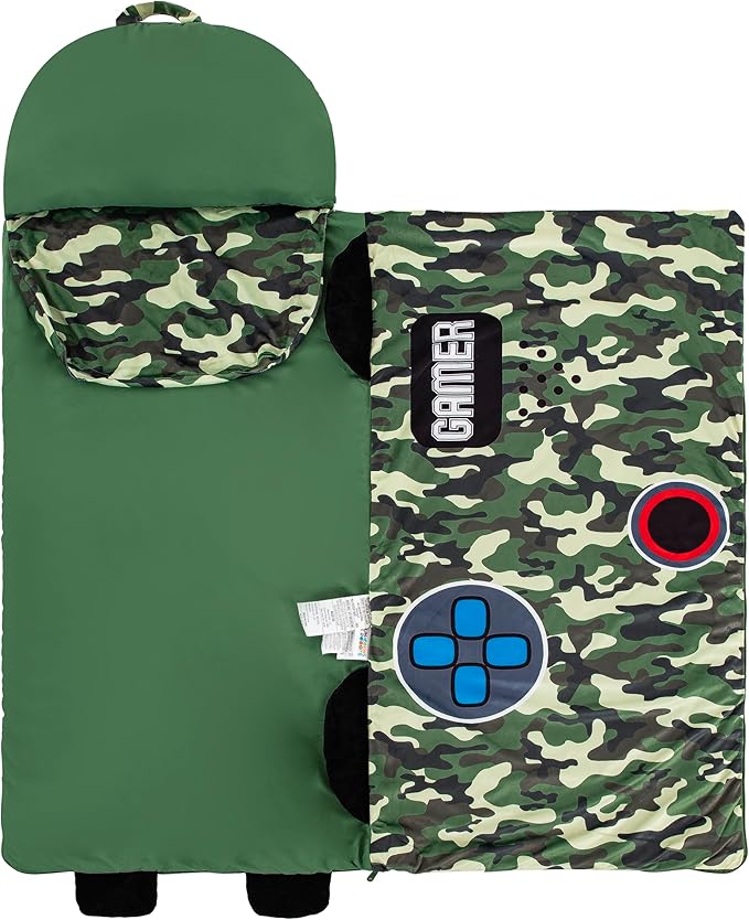 Kid's Nap Buddies Character Preschool Nap Mat, Toddler Sleeping Bag with Pillow for Daycare, Ages 3+