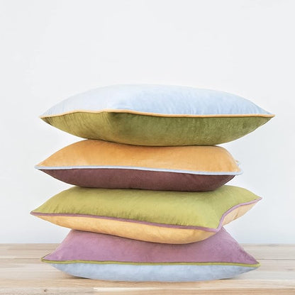 MONDAY MOOSE Decorative Throw Pillow Covers Cushion Cases, Set of 4 Soft Velvet Modern Double-Sided Designs, Mix and Match for Home Decor, Pillow Inserts Not Included (20x20 inch, Purple/Green)