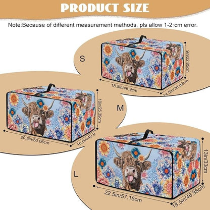 Microwave Oven Cover Heavy Duty Microwave Oven Dust Cover with Storage Pockets Dust-Proof Reusable Decor Accessories for Kitchen, Highland Cattle Boho Mandala Floral Print, S