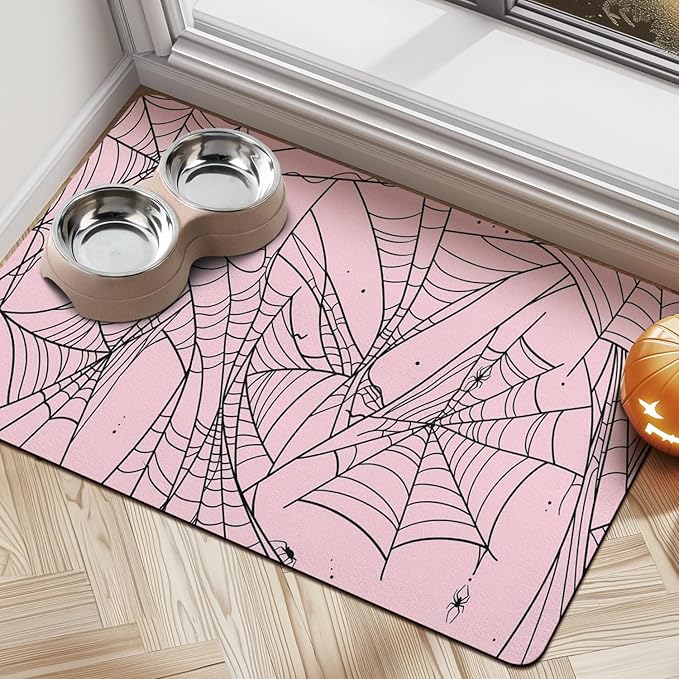 Halloween Dog Food Mats for Floors, Absorbent Dog Bowl Mat for Food and Water Dispenser Mat, Quick Dry Cat Food Mat Pet Supplies
