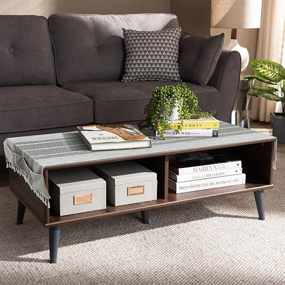 Coffee Table Cloth, Table Cover with Pockets and Tassel, Grey for Living Room Small Rectangle Tablecloths Washer Dryer Fridge Top Dust Cover,Easy Care Machine Washable