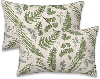 Leaves and Herbs Throw Pillow Cover Case Vintage Floral Botanical Throw Pillows Set of 2 Super Soft Pillow Covers 20x12 Inches Farmhouse Home Decor for Living Room Bedroom Sofa Couch Cushion Cover