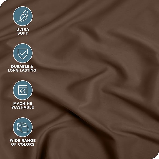 Bare Home Fitted Bottom Sheet Queen Size - Premium 1800 Microfiber - Ultra-Soft Hotel Luxury - Deep Pocket - Durable and Long Lasting (Queen, Cocoa)