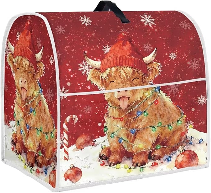 Highland Cow Stand Mixer Cover Dust Protective Christmas Stand Mixer Covers For Kitchen Aid 4.5-5 Quart Mixers Dustproof Cloth Cover for Small Appliance Protector Gift for Friends