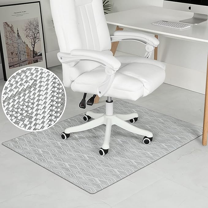 Chair Mat for Hardwood & Tile Floor, 47" x 52" Heavy Duty Office Chair Mat for Rolling Chairs Easy Glide, Anti Slip, Non-Curve, Floor Protector for Home Office