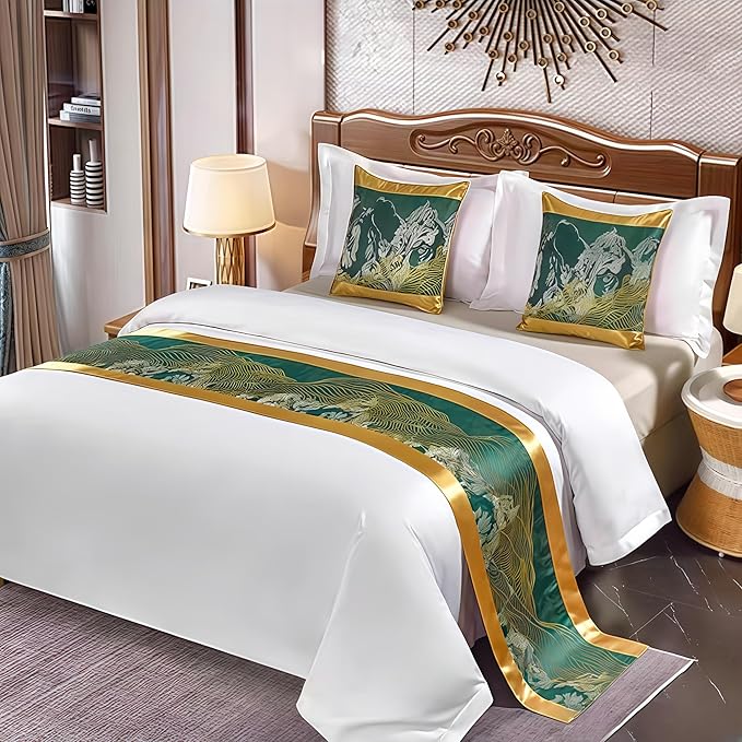 Bed Runner for Guest Room，Luxury Bed Runner，Wedding Bed Runner，Embroidered Bed Runner，Breathable Washable，Hotel Decor，Bed Decorations ，for Home Hotel Decorations(L,50 * 210cm)