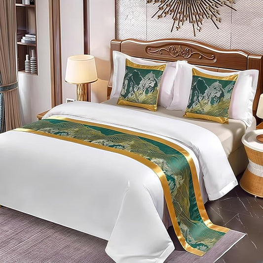 Bed Runner for Guest Room，Luxury Bed Runner，Wedding Bed Runner，Embroidered Bed Runner，Breathable Washable，Hotel Decor，Bed Decorations ，for Home Hotel Decorations(L,50 * 160cm)