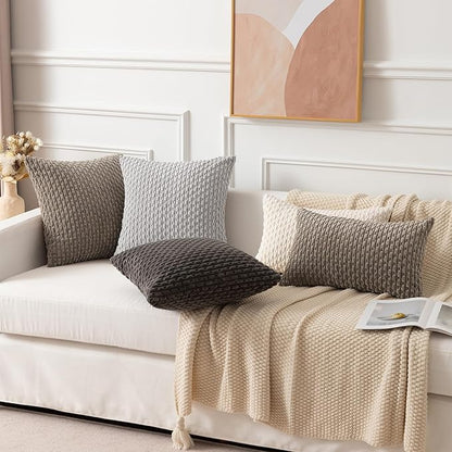 Kevin Textile 14x24 Inch Pillow Cover 1 Pack Boho Decorative Soft Striped Corduroy Lumbar Farmhouse Color Accent Rectangle Cushion Case for Living Room Couch Sofa Bed, Light Brown