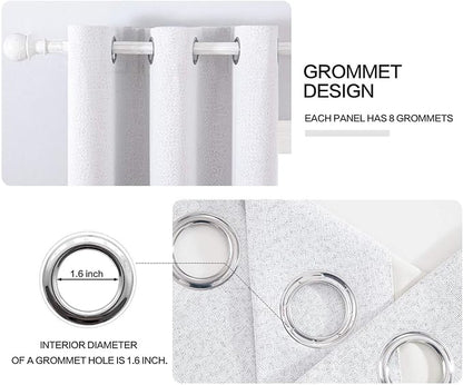 MIULEE Linen Blackout Curtains for Bedroom Solid 100% Blackout Thermal Insulated Grayish White Curtains Grommet Room Darkening Curtains/Drapes for Living Room 42x84 Inch (2 Panels)