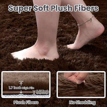 5x7 Area Rugs for Living Room Rug: Soft Fluffy Shag Brown Rugs for Bedroom, Non-Slip Large Fuzzy Plush Rug Indoor Floor Carpet for Nursery Kids Boys Girls Room, Dorms, Playroom, Modern Home Decor