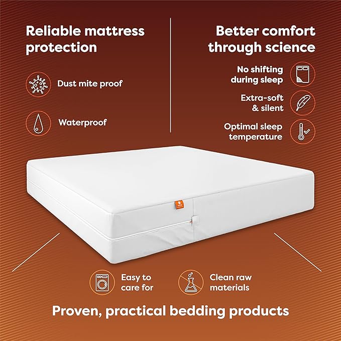 HOSPITOLOGY PRODUCTS Full Mattress Protector Hypoallergenic Natural Cotton - Waterproof - Fitted Cover - Machine Washable - 54" W x 75" L