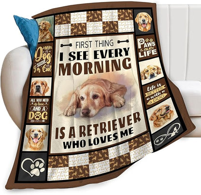 Golden Retriever Dog Print Blanket Best Dog Pet Animal Throw Blankets for Couch Sofa Stuff Decor Gifts Lightweight Soft Cozy Fleece Plush Warm Flannel Bedding for Lover Man Woman Teen Adults 40"x50"