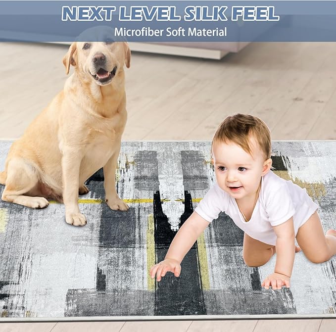 Runner Rug Washable 2x40 FT, Non Slip Rubber Backing Abstract Carpet, Soft Area Rugs for Bedroom Kitchen Hallway Entryway Bathroom, Customized