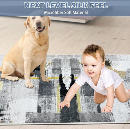 Runner Rug Washable 3x58 FT, Non Slip Rubber Backing Abstract Carpet, Soft Area Rugs for Bedroom Kitchen Hallway Entryway Bathroom, Customized