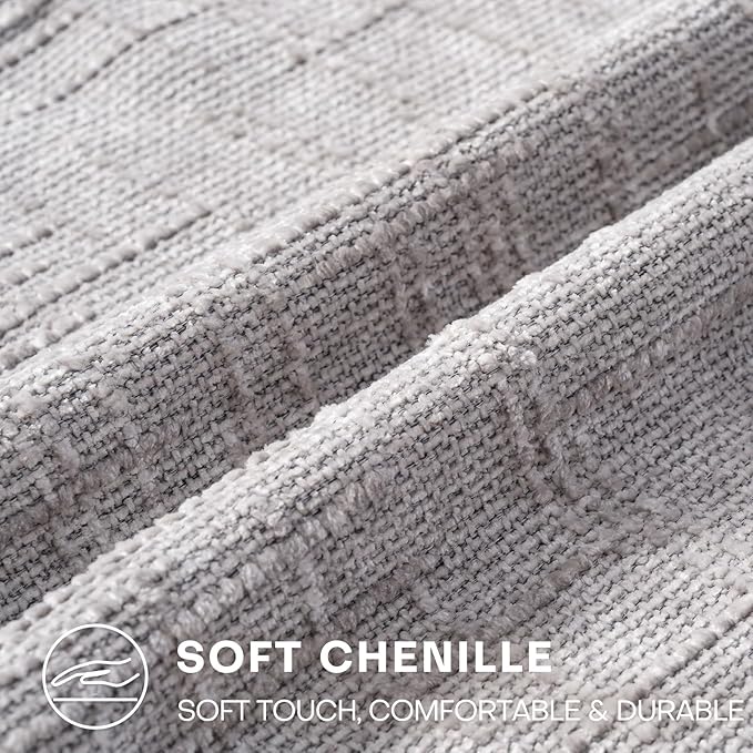 Decorative Throw Pillow Covers 20x20 Inch Set of 4, Soft Solid Farmhouse Chenille Couch Pillows, Spring Pillow Covers for Couch Sofa Bed Living Room Home Decor Pillowcase, Light Gray