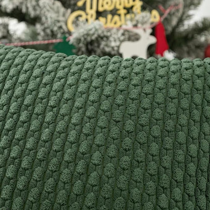 Kevin Textile 12x20 Inch Pillow Cover 1 Pack Boho Christmas Decorative Soft Striped Corduroy Lumbar Farmhouse Color Accent Rectangle Cushion Case for Living Room Couch Sofa Bed, Dark Green