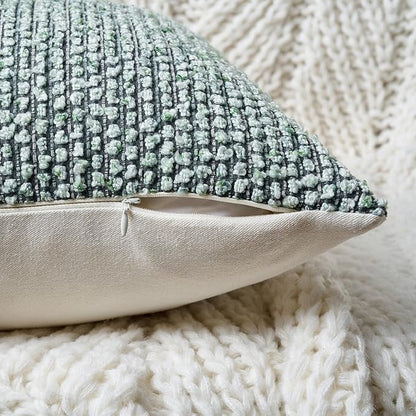 Striped Throw Pillow Covers 18x18 Set of 2 Green Textured Boucle Chic Morden Boho Accent Farmhouse Square Decorative Couch Pillow Covers for Home Decor Bed Sofa Living Room