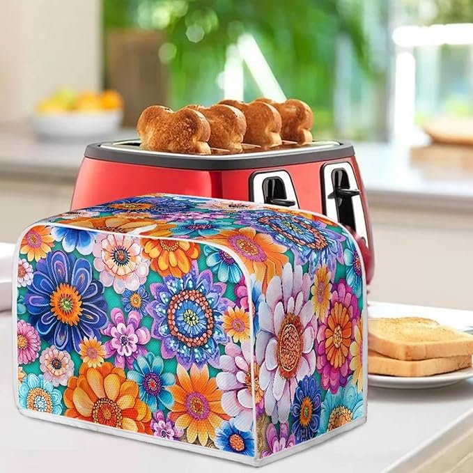 Boho Mandala Floral Blender Cover Toaster Cover Washable Dust Cover Dustproof Bakeware Cover Kitchen Appliance Accessories Size S