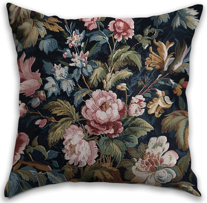 Vintage Floral Throw Pillow Covers, Vintage Flower Pattern Double Sided Cushion Cover, Indoor and Outdoor Home Art Decor Pillowcase for Sofa or Bedroom Decor 18x18inches (Pink Flower, 18x18inches)