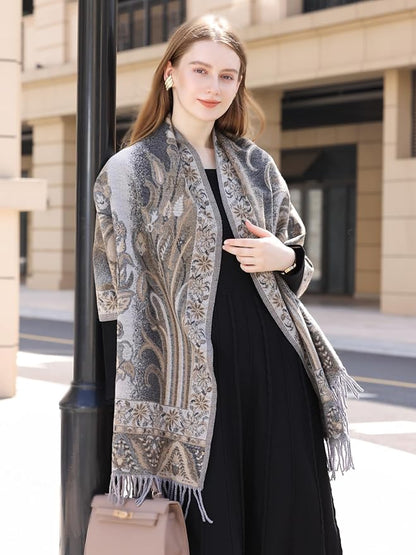 Wander Agio Warm Fashion Scarf Long Shawl Large Blanket Winter Wraps Scarves for Women Cashmere Jacquard Vintage Paisley