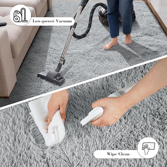 Soft Runner Rugs for Bedroom, Grey 3x7 Area Rugs Fluffy Rug Shaggy Area Rug Carpet, Bedside Rug for Living Room Bedroom Kids Room Home Decor