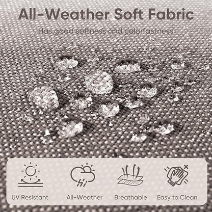8-Piece Outdoor Patio Cushion Set - Fade & Water Resistant with Removable Olefin Cover, 22x24x4 Inch Memory Foam Cushions for Wicker Sectional Sofa – Grey/Buckle