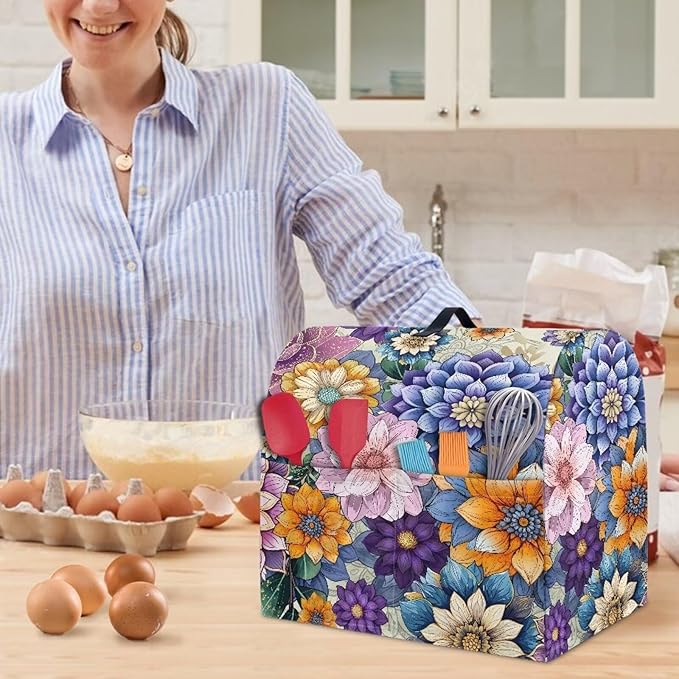 Boho Flower Mixer Covers Dust Covers for Stand Mixer Kitchen Counter Mixer Parts & Accessories Decor for Kitchen Kid Mixer Cover Colorful
