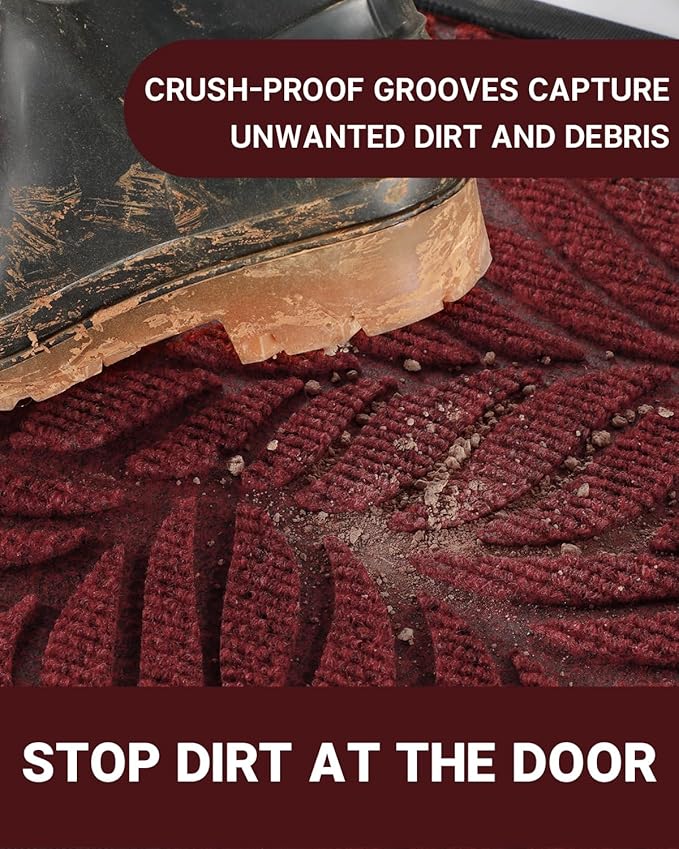 Yimobra Front Door Mat Outdoor Indoor, 29.5x17 All-Season Waterproof Door Mat Outside Entrance, All-Weather Non-Slip Outside Doormat for Garage Patio Entryway, Red