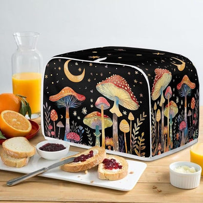 ZFRXIGN Mushroom Toaster Covers 4 Slice Toaster Dust Cover Moon Night Toaster Bag Kitchen Appliance Covers Toaster Oven Dustproof Cover Machine Washable Toaster Cover Galaxy Black