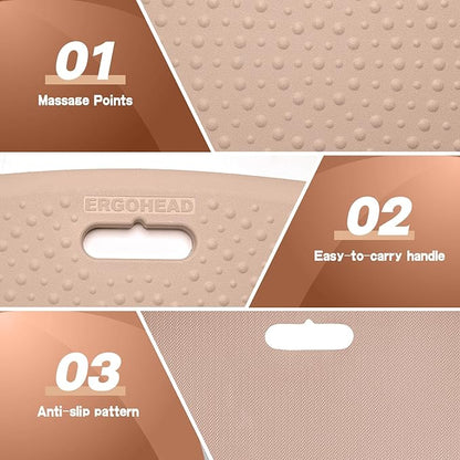 3/4 Inch Portable Anti Fatigue Standing Mat with Massage Points, Comfort Foot Standing Pad for Office Desk with Handle, Cushioned Kitchen Mat for Office & Home (Rose Gold, 17" X 22")