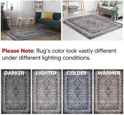 Keen Home Design 2x3 Rug - Machine Washable Entry Rug with Non-Slip Backing, Ideal for Enteryway, Kitchen, Bathroom, Laundry Room - Vintage, Easy Clean, Durable, Low Pile Rug - (2' x 3')