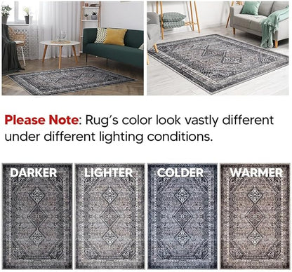 Keen Home Design 2x7 Rug - Machine Washable Runner Rug with Non-Slip Backing, Ideal for Hallway, Entryway, Kitchen, Laundry Room - Vintage, Easy Clean, Durable, Low Pile Rug - (2'6" x 7')