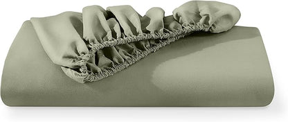 Bare Home Fitted Bottom Sheet Full Size - Premium 1800 Microfiber - Ultra-Soft Hotel Luxury - Deep Pocket - Durable and Long Lasting (Full, Sage)