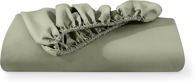Bare Home Fitted Bottom Sheet Split King Size - Premium 1800 Microfiber - Ultra-Soft Hotel Luxury - Deep Pocket - Durable and Long Lasting - Split Fitted Sheet (Split King, Sage)