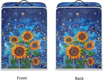 Coffee Machines Covers - Dust Resistant Protective Covers For Coffee Makers, Blender, Mixer, Juice Machine - Dust Proof, Washable Sunflowers Pattern Blue