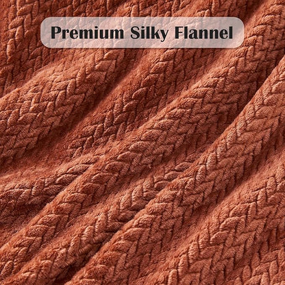 NEWCOSPLAY Super Soft Twin Blanket Coffee Premium Silky Flannel Fleece Leaves Pattern Lightweight Bed Blanket All Season Use (Coffee, Twin(60"x80"))