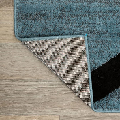 Rugshop Modern Wavy Circles Design Runner Rug, Carpet with Jute Backing for Hallway, Entryway, or Kitchen, Blue, 2'7" x 10'