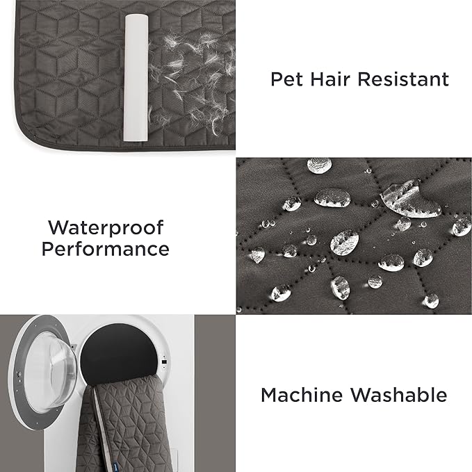 Bedsure 100% Waterproof Couch Cover for Dogs Washable - Non Slip Waterproof Dog Blanket for Bed, Lightweight Furniture Protector Durable for Pet Puppy with Non-Slip Bottom, Dark Grey, 82x120IN