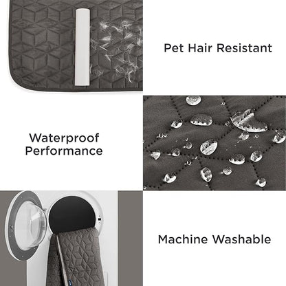 Bedsure 100% Waterproof Bed Cover for Dogs Washable - Non Slip Waterproof Dog Blanket for Bed, Lightweight Furniture Protector Durable for Pet Puppy with Non-Slip Bottom, Dark Grey, 68x82IN