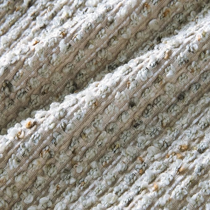 Decorative Couch Throw Pillow Covers 22x22 Cream Gray Striped Soft Wool Pillow Covers Neutral Textured Boho Cushion Covers for Modern Farmhouse Sofa Bedroom Living Room Decor SY011-B22