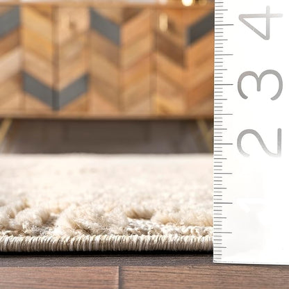 nuLOOM Kerry Beige, 6' Round, Geometric, Soft and Cozy, High Traffic, Stain Resistant, Easy Clean, Durable Area Rug for Bedroom, Living Room, Dining Space, Den, Foyer, Entryway