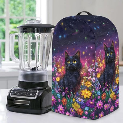 Starry Sky Black Cats Blender Cover for Kitchen Small Appliance Dustproof Dust Cover Durable Foldable Dust Anti Fingerprint Polyester Dust Proof Blender Cover Purple Flower Field