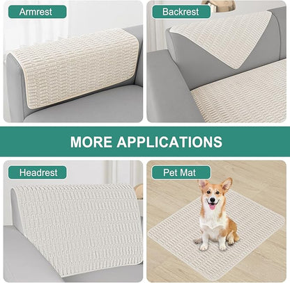 Foxdecor Couch Arm Covers Sofa Arm Covers, Arm Chair Covers Set of 2, Non-Slip Chair Arm Covers, Arm Rest Cover for Sofa, Armchair Slipcovers Couch Protector (Cream 26x26 inch)