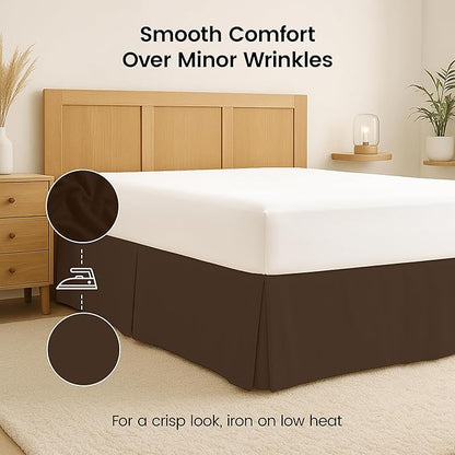 Utopia Bedding Full Bed Skirt - Soft Quadruple Pleated Ruffle - Easy Fit with 16 Inch Tailored Drop - Hotel Quality, Shrinkage and Fade Resistant (Full, Brown)